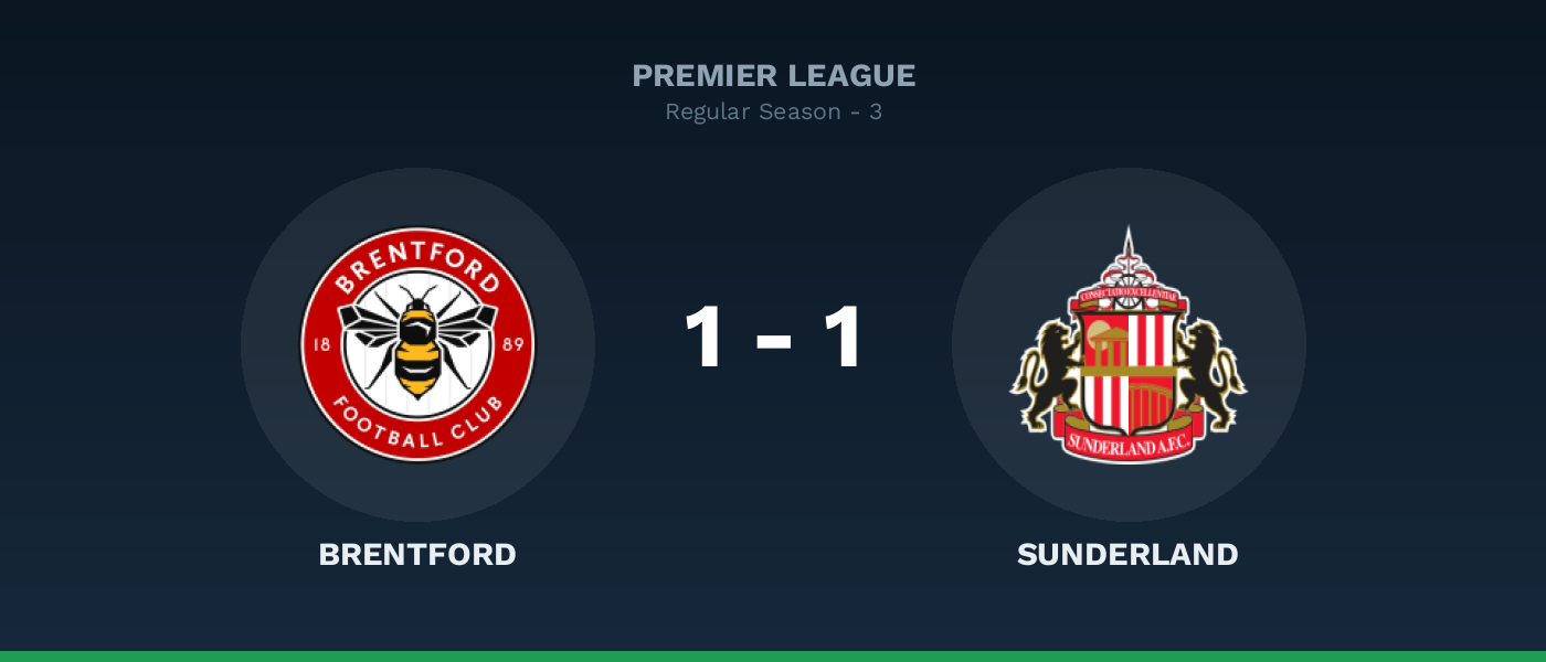 Brentford 1-1 Sunderland, resultado Premier League