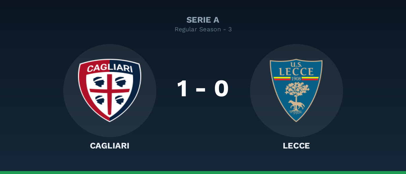 Cagliari 1-0 Lecce, resultado Serie A