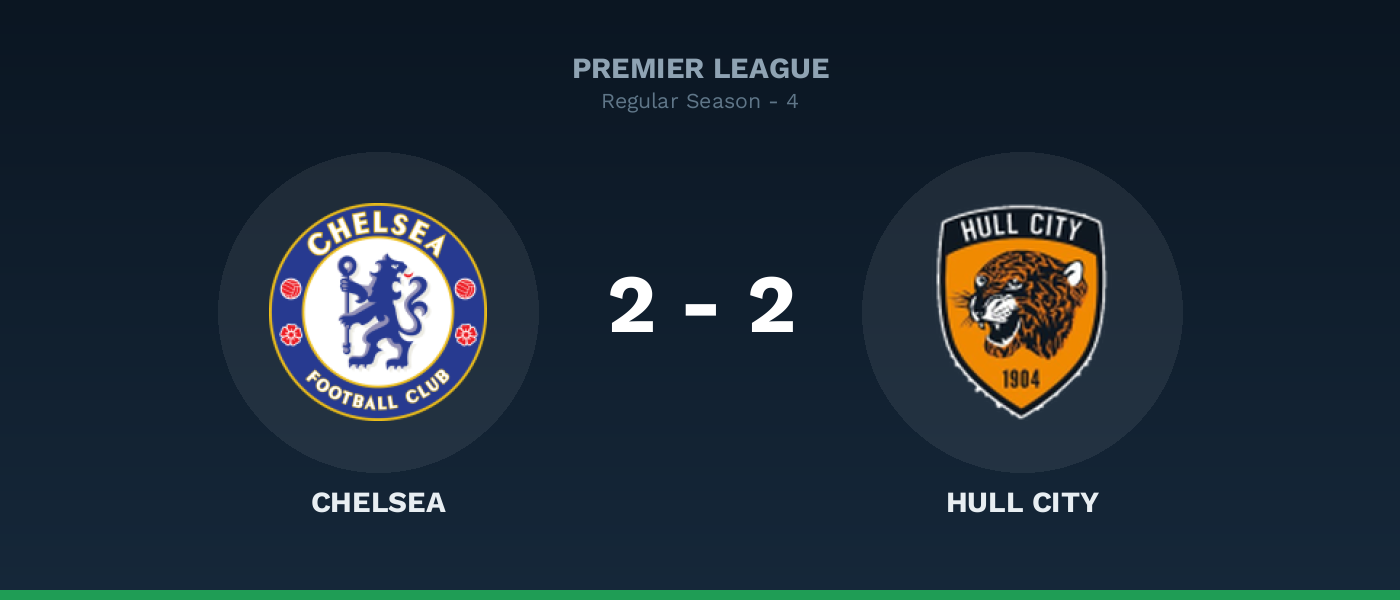 Chelsea 2-2 Hull City, resultado Premier League