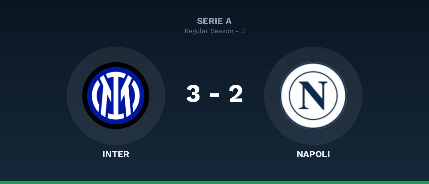 Inter 3-2 Napoli, resultado Serie A