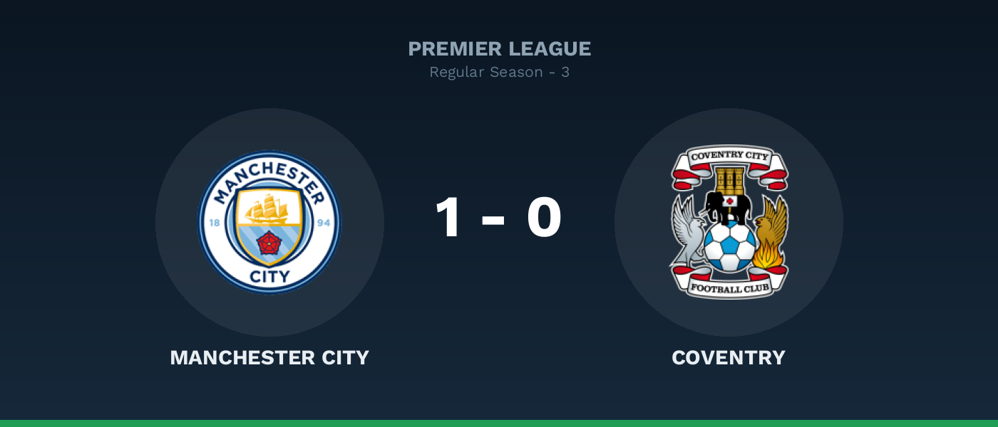 Manchester City 1-0 Coventry, resultado Premier League